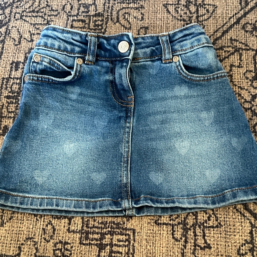 Denim Mini Skirt with Heart Pattern